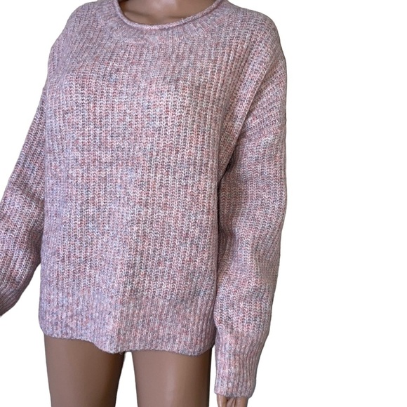 Rachel Roy pale pink speckled knitted crew neck long sleeve sweater soft SZ M - Picture 4 of 11